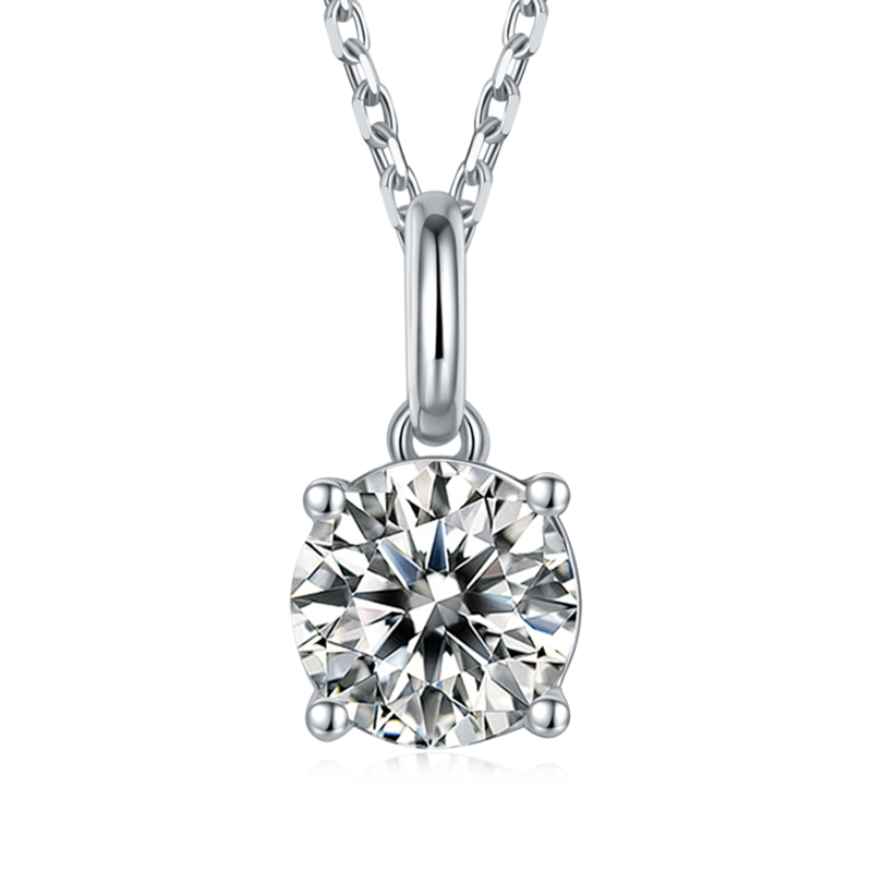 Classic圆形S925银镀白金MoissanitePendantStud Earring套装